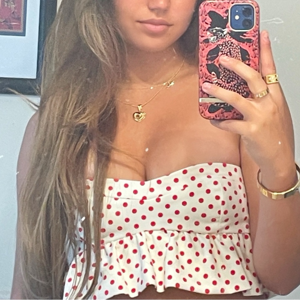 Zara red pokadot crop top